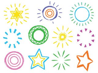 Fototapeta premium Vector set of abstract sun icons and summer symbols