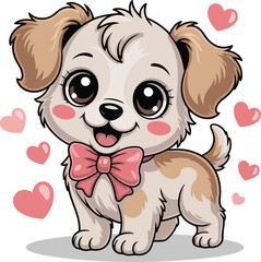 Cute Kawaii Puppy Vector Illustration