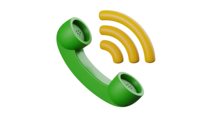 Get Connected Fast with Vibrant Green Phone Icon and Bold Yellow Signal Waves, Perfect for Modern Communication and Tech Designs, Customer Support, and Business Outreach