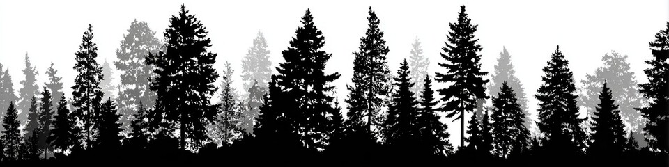 Silhouette of a dense forest
