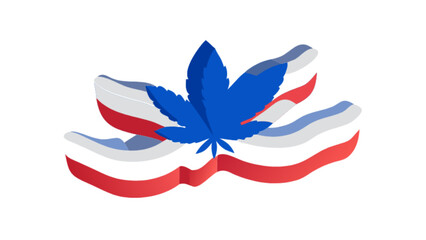 Cannabis marijuana leaf with american flag background vector illustration for medical or recreational use design