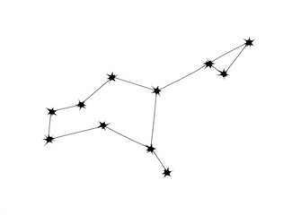 Simple star constellation outline.  Black star points connect to form a constellation shape on white background