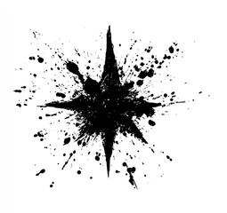 Fototapeta premium Abstract black ink starburst on white background