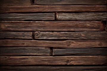 Fototapeta premium Aged Dark Brown Wooden Planks Background