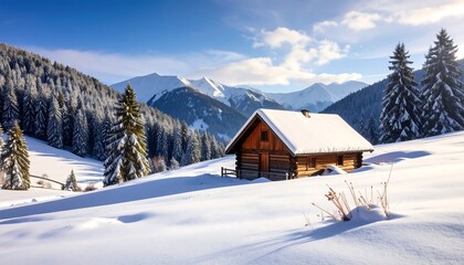 Snowy mountain chalet