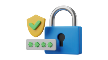 Reinforce your digital fortress using a vibrant padlock, shield and password combination ensuring comprehensive data security and robust online protection today