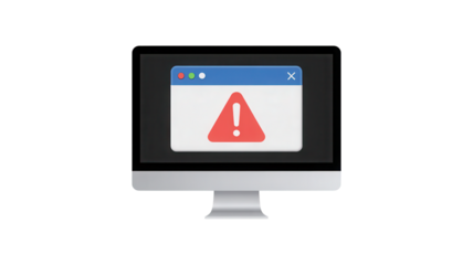Urgent system alert flashes on desktop monitor warning of critical error needing immediate attention and troubleshooting for IT solutions and cybersecurity protocols