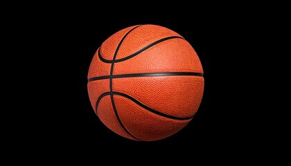 Fototapeta premium A classic orange basketball against a pure black background