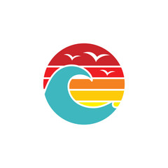 Obraz premium Wave And Whale Tail Logo 001