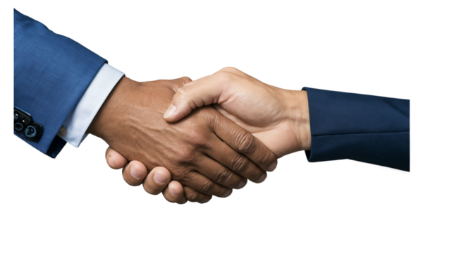 Business Handshake Between Two People Shows Diversity and Partnership Concept