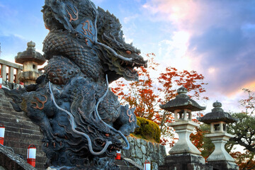 Scenic view of Kiyomizu-dera temple with beautiful foliage in autumn in Kyoto, Japan