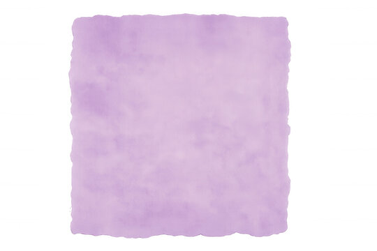 Crumpled purple watercolor paper featuring ragged edges, resting on transparent backdrop with ample creative space