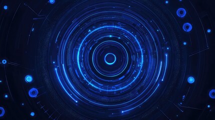 Discover advanced digital interface with futuristic glowing blue HUD elements and intricate data streams, perfect for tech innovation and AI concepts