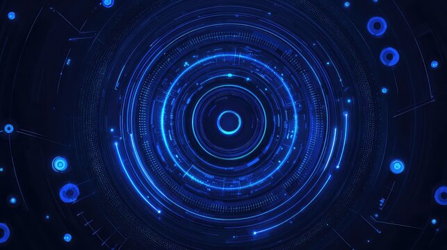 Discover advanced digital interface with futuristic glowing blue HUD elements and intricate data streams, perfect for tech innovation and AI concepts