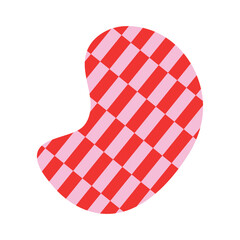 Abstract Blob Shape Red and Pink Checker Pattern Vector Illustration