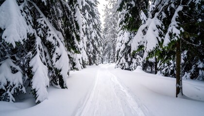 Fototapeta premium Snowy forest trail