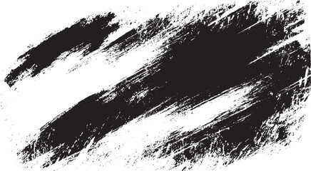 Black big long brush strokes set isolated on a white background. Vector illustration.