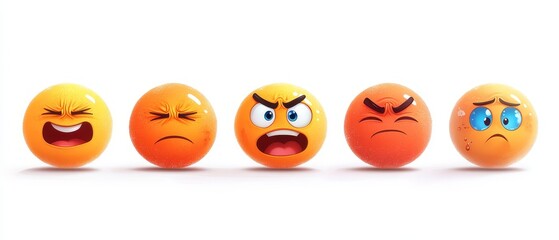 Fototapeta premium A stylized vector rendering of multiple expressive emoticons showing various emotions.