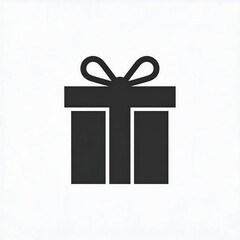 Simple, square gift box icon with a bow on top, against a white background
