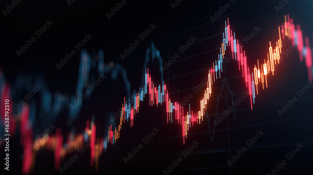 Wall mural exchange chart of cryptocurrency showing an arrow going up on a simple minimalistic backdrop