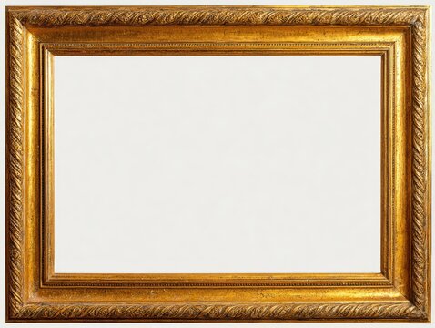 Gold-toned rectangular picture frame with a decorative border
