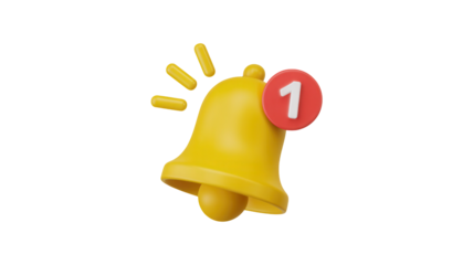 Get Notified Now! Yellow Bell Icon with a Notification, Signifying Alerts, Reminders, Urgent Messages, New Activity, Important Updates, and Eye Catching Attention