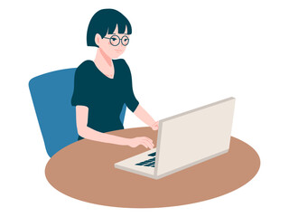 ノートパソコンで仕事をする女性