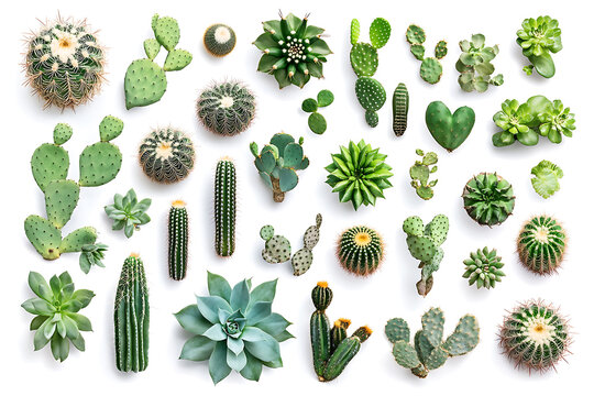 A diverse collection of various succulent plants and cacti - Powered by Adobe