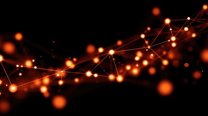 Dynamic glowing network connections pulse with vibrant energy, illustrating abstract data flow and futuristic technology against a dark, dramatic backdrop.