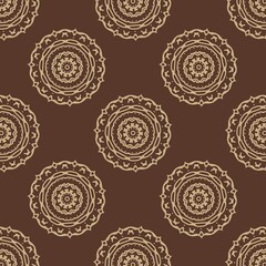 Seamless Mandala Pattern in Earthy Brown and Beige Tones