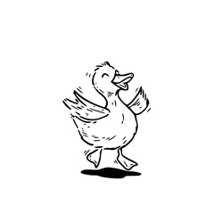 playful hand-drawn duck waving