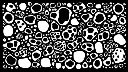 Fototapeta premium Abstract black and white pattern of organic shapes