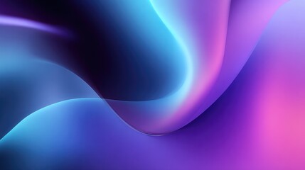 Mesmerizing abstract fluid waves flow with vibrant neon blue and pink gradient light creating a futuristic, ethereal, and dynamic digital art background