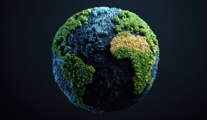 Fototapeta premium Lush Green Planet Earth, Environmental Conservation, Dark Background, Sustainability