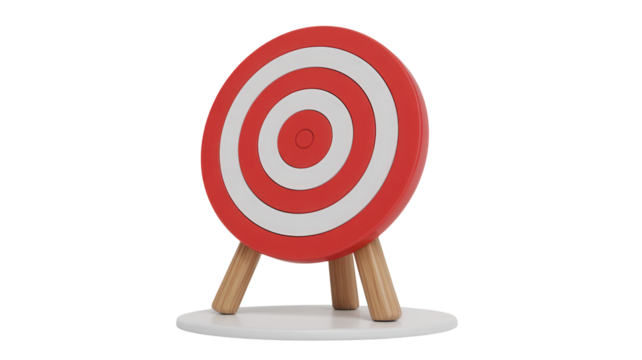 Achieve goals, reach your target, red and white bullseye on a stand, perfect for training, precision, and accuracy in business and sports, hitting the mark