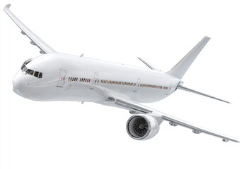 Obraz premium White passenger jet in flight against a white background (1)
