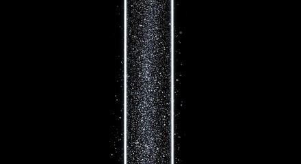 Glittering Silver Particle Stream with Neon Light Border on Black Background Abstract Design Concept for Modern Technology