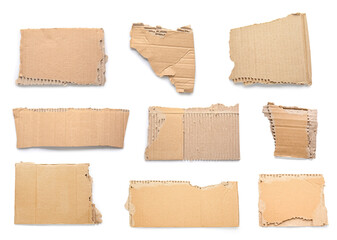 Many pieces of cardboard on white background