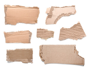 Many pieces of cardboard on white background
