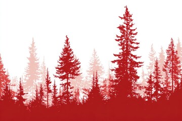 Obraz premium Red forest silhouette against white background (1)