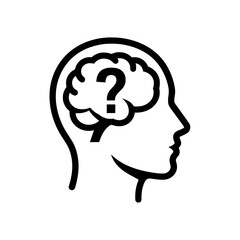 Vector illustration of a human head with a brain shaped as a question mark inside