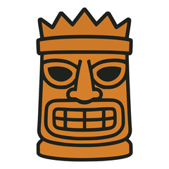 mexican tiki idol flat color vector illustration template design