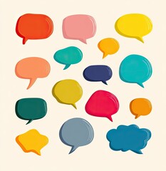 Collection of colorful speech bubbles in various shapes and sizes (1)