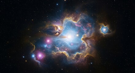 Spectacular Deep Space Nebula Formation with Vibrant Colors and Stellar Dust Clouds and Cosmic Gas Flowing Through the Galaxy