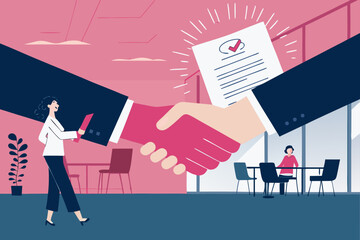 Wonderful Handshake Over Glowing Contract Document Creative Vision Showcase Serene Peaceful Atmosphere Great for Digital Marketing Campaigns Professional Grade Creative Asset Collection Creative Asset