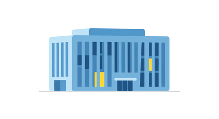 Flat Design Corporate Building, Modern Office Architecture Icon Isolated