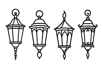 Fototapeta premium Ramadan Kareem Lanterns Collection Islamic Decoration Vector Illustration