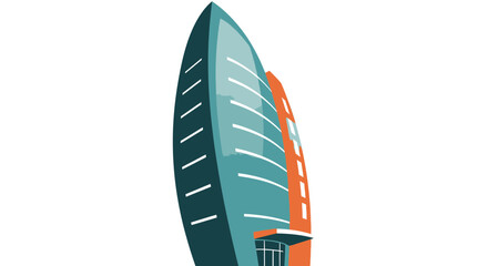 Stylish curved contemporary building illustration with architectural details
