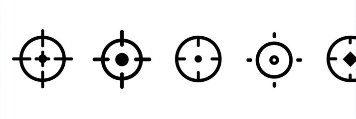 Four black outline target icons