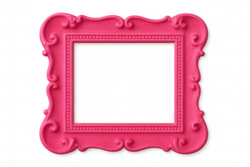 Delicate pink baroque frame featuring ornate carved edges, transparent background highlighting decorative details